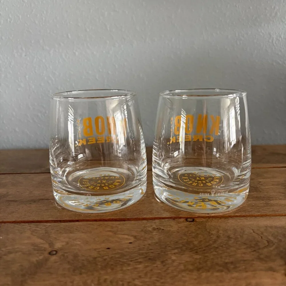 Knob Creek Kentucky Bourbon Whiskey Rocks Glass‎ Set of 2 Gold Lettering